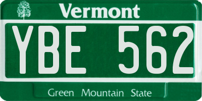 VT license plate YBE562