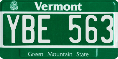 VT license plate YBE563