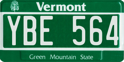 VT license plate YBE564