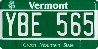 VT license plate YBE565