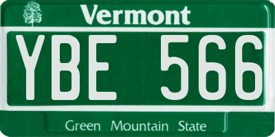 VT license plate YBE566