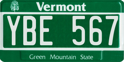 VT license plate YBE567