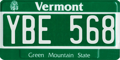 VT license plate YBE568