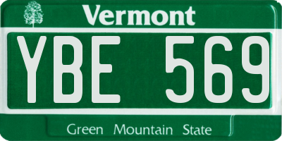 VT license plate YBE569