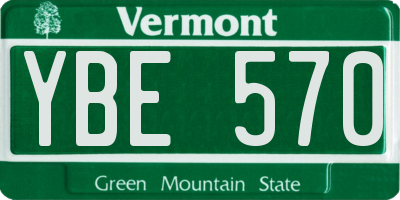 VT license plate YBE570