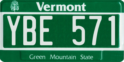 VT license plate YBE571