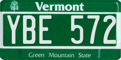 VT license plate YBE572