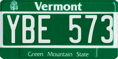 VT license plate YBE573