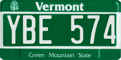 VT license plate YBE574