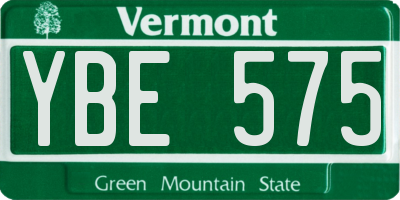 VT license plate YBE575