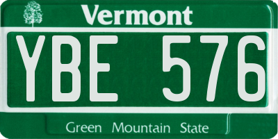 VT license plate YBE576