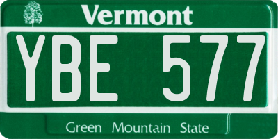 VT license plate YBE577