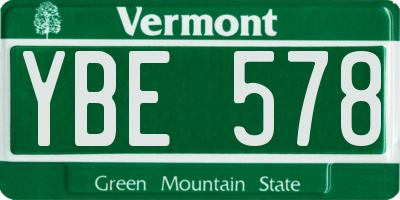 VT license plate YBE578