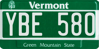 VT license plate YBE580