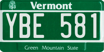 VT license plate YBE581