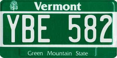 VT license plate YBE582