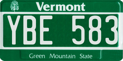 VT license plate YBE583