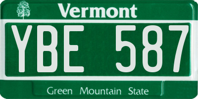 VT license plate YBE587
