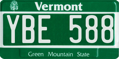 VT license plate YBE588