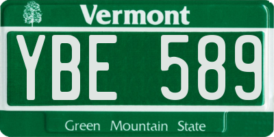 VT license plate YBE589
