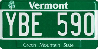 VT license plate YBE590