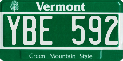 VT license plate YBE592