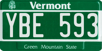 VT license plate YBE593