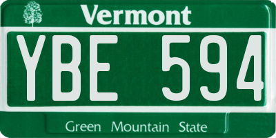 VT license plate YBE594