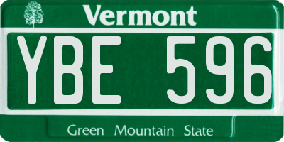 VT license plate YBE596