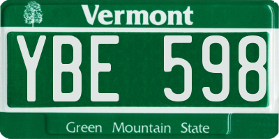 VT license plate YBE598