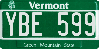 VT license plate YBE599