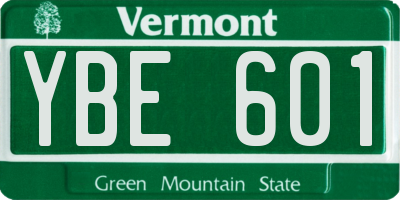 VT license plate YBE601
