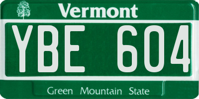 VT license plate YBE604