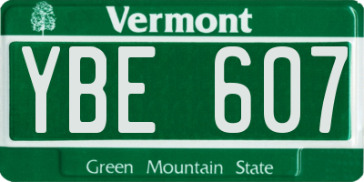 VT license plate YBE607