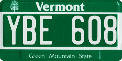 VT license plate YBE608