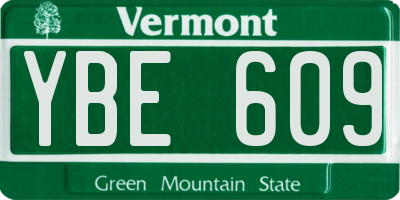 VT license plate YBE609