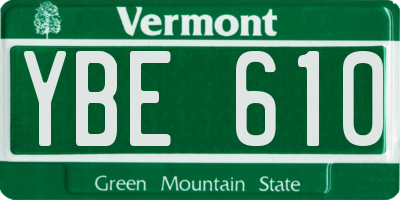 VT license plate YBE610