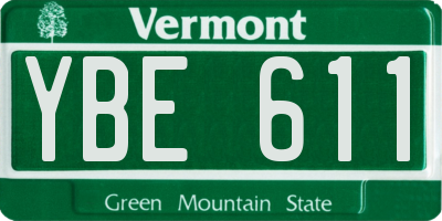 VT license plate YBE611