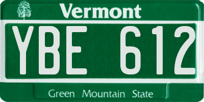 VT license plate YBE612