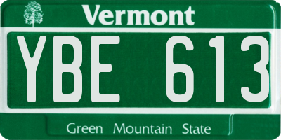 VT license plate YBE613
