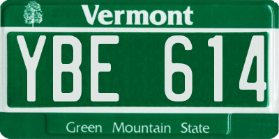 VT license plate YBE614