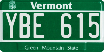 VT license plate YBE615