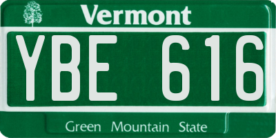VT license plate YBE616