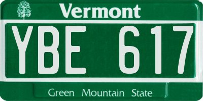 VT license plate YBE617
