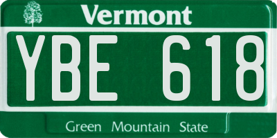 VT license plate YBE618