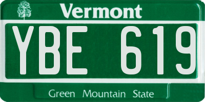 VT license plate YBE619