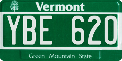 VT license plate YBE620