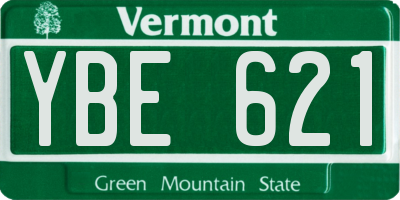 VT license plate YBE621