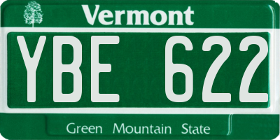 VT license plate YBE622