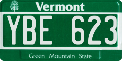 VT license plate YBE623